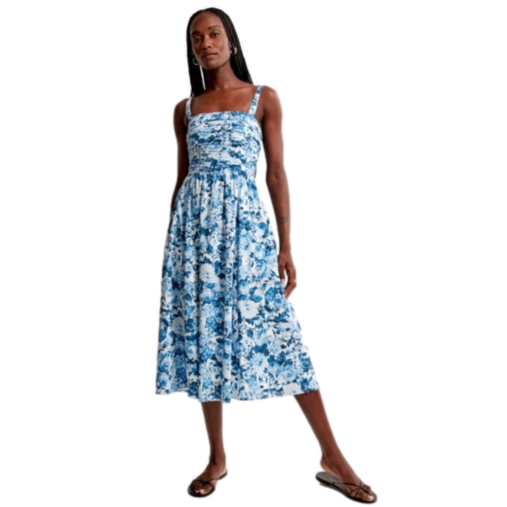 Abercrombie & Fitch Emerson Blue Floral Midi Dress